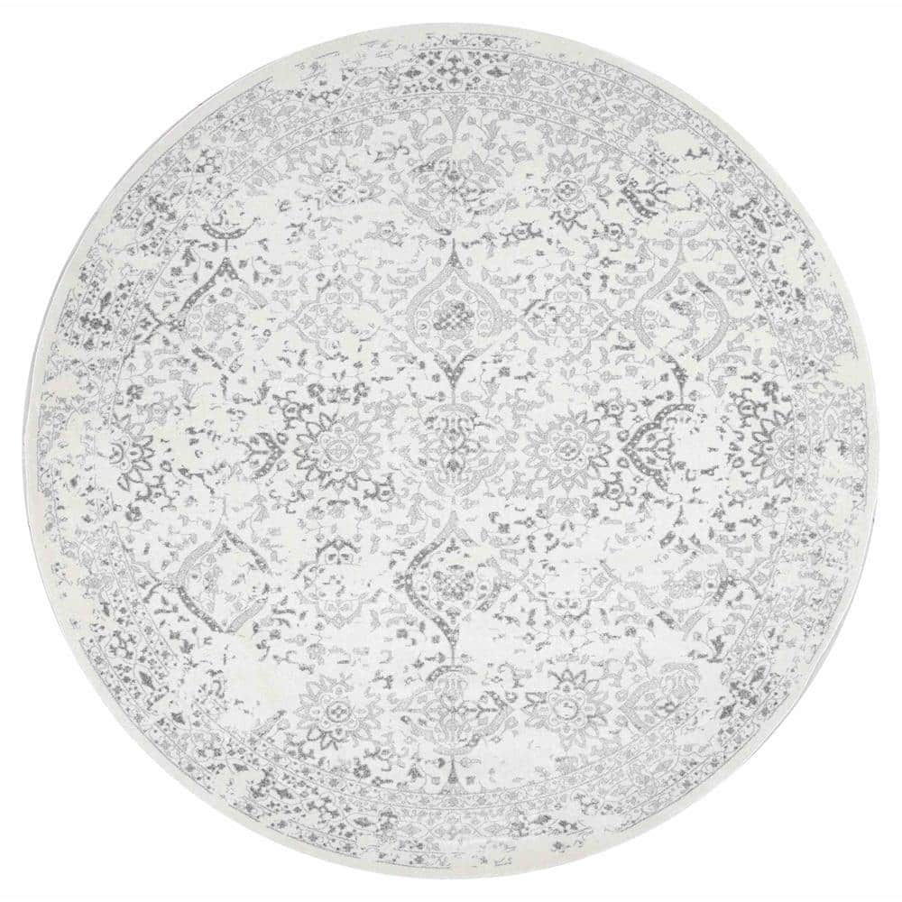 Odell Distressed Persian Ivory 5 good ft. Round Rug