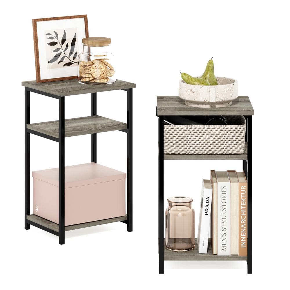 Simplistic 15.2 in. Espresso Rectangle Wood End Table with Industrial Metal Frame - thumbnail 5