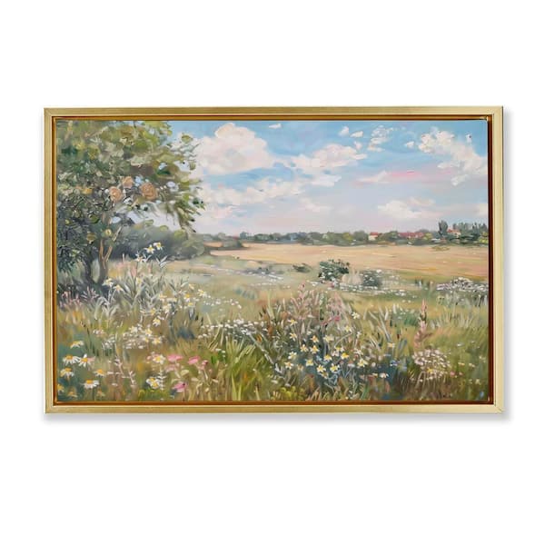 Stupell Industries Vast Wildflower Field by LSR Design Studio Gold Floater Frame Nature Graphic Art Print 17 in. x 25 in.