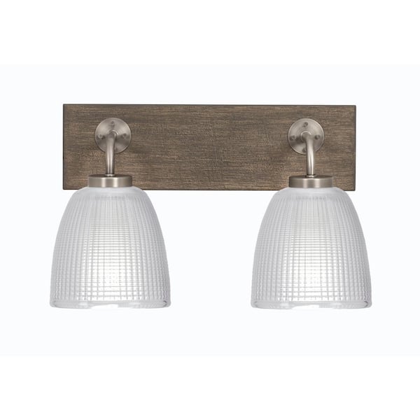 Unbranded Kirby 16 in. 2-Light Graphite and Painted Distressed Wood-look Metal Vanity Light