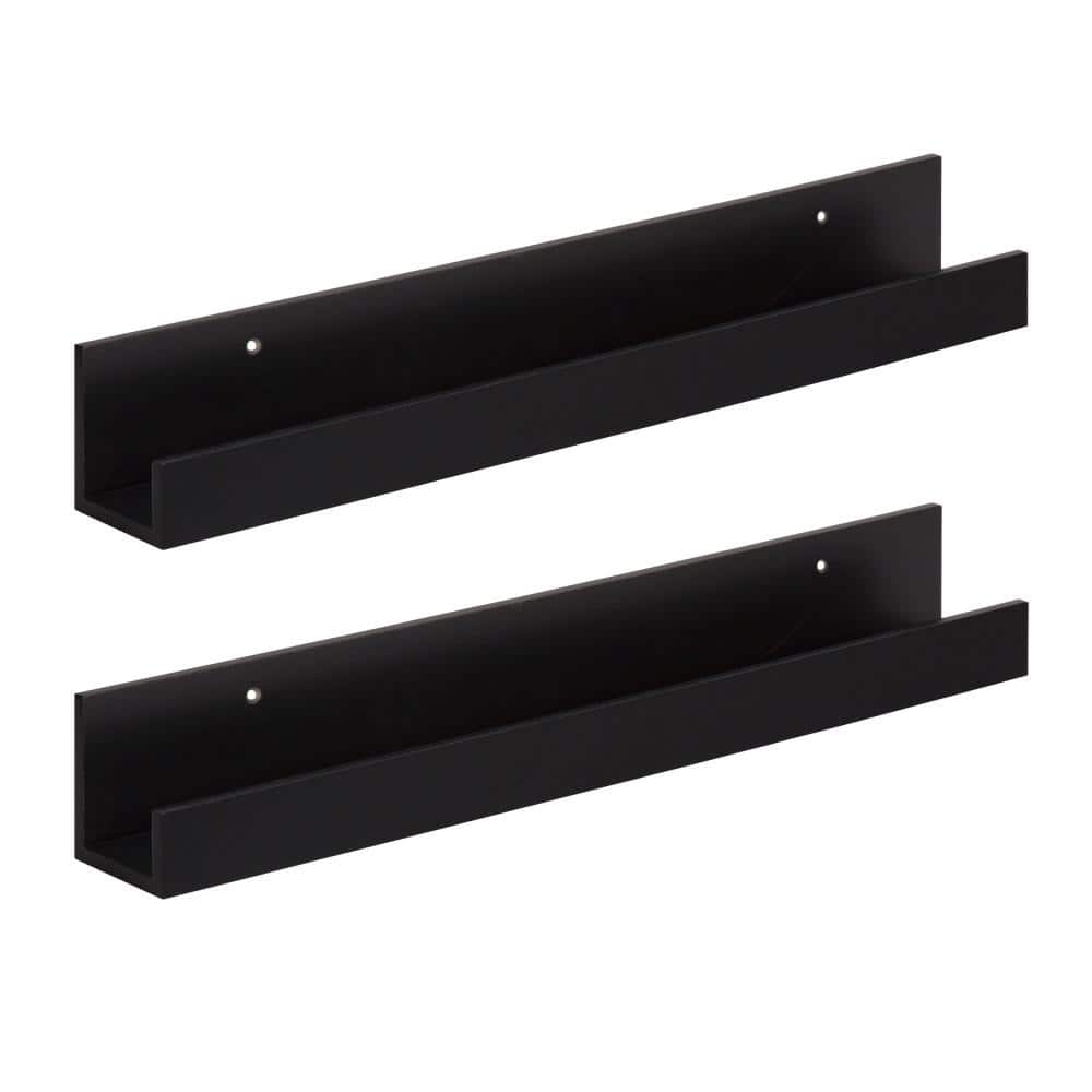 Kate and Laurel Levie in. x 24 in. x in. Black MDF Decorative Wall Shelf  211553 The Home Depot