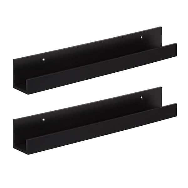 Kate and Laurel Levie 3 in. x 24 in. x 4 in. Black MDF Decorative Wall Shelf