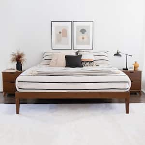 Pheba 3-Piece Walnut Brown Wood Frame Platform King Bed with 2 (2-Drawer) Nightstand (set of 2) Bedroom Set