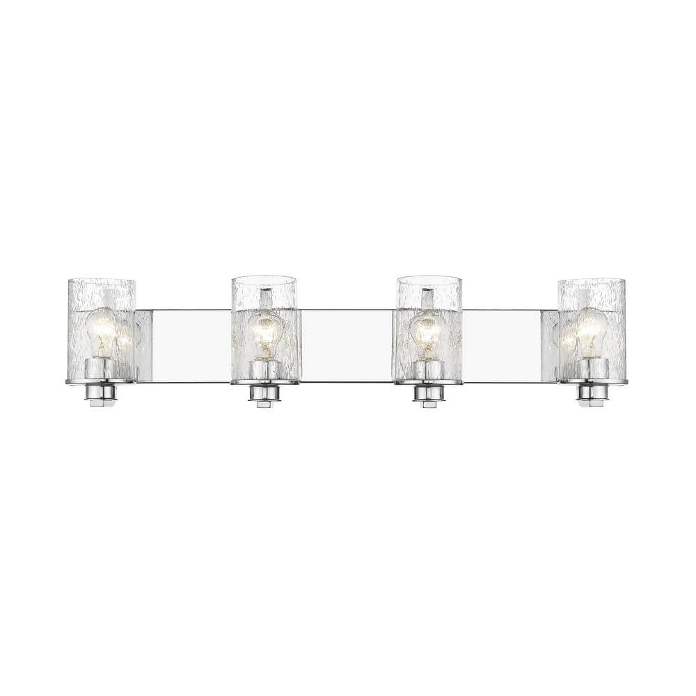 Beckett 34" Chrome 4-Light Vanity with Glass Shades