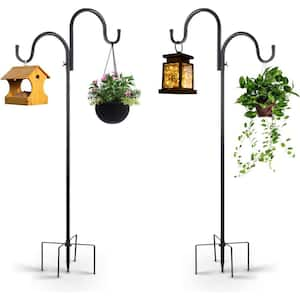 EVEAGE 66 in. Black Metal Shepard's Hooks, Metal Bird Ornament for Garden (2-Pack)  B0B5ZWFW8S/YCQ - The Home Depot