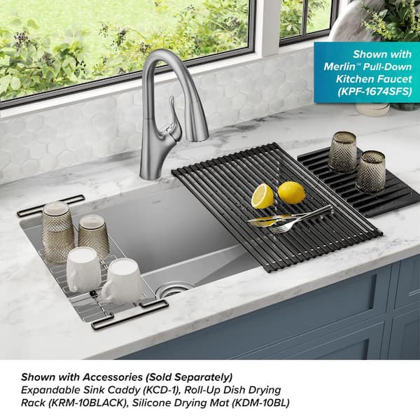 KRAUS Standart PRO 32 in. Undermount Single Bowl 16 Gauge Stainless Steel  Kitchen Sink with Accessories KHU100-32 The Home Depot