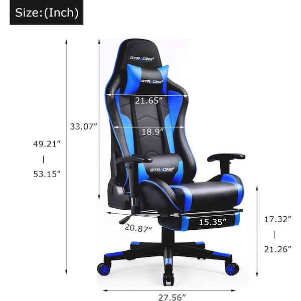 Lucklife Blue Gaming Chair Ergonomic Triple Back Support Breathable Leather  Reclining Rocking Computer Chair HD-GT666-BLUE - The Home Depot