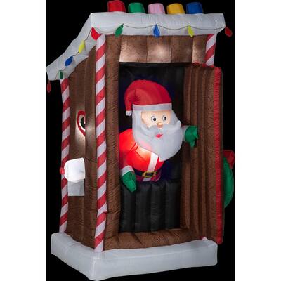 Christmas Santa in an Outhouse with Tipping Reindeer