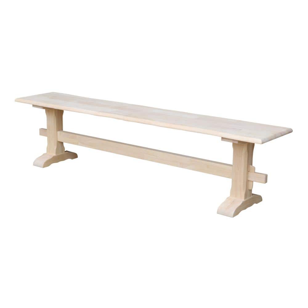 Traditional Unfinished Solid Parawood Live Edge Trestle Bench