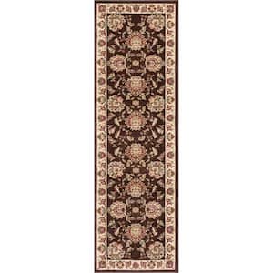 Timeless Abbasi Brown Traditional Oriental 3 ft. x 12 ft. Runner Rug