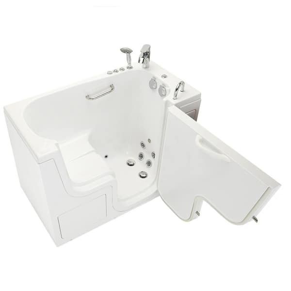 Ella Wheelchair 26 52 in. Walk-In Whirlpool and MicroBubble Bathtub in White, Fast Fill Faucet, Heated Seat, Dual Drain