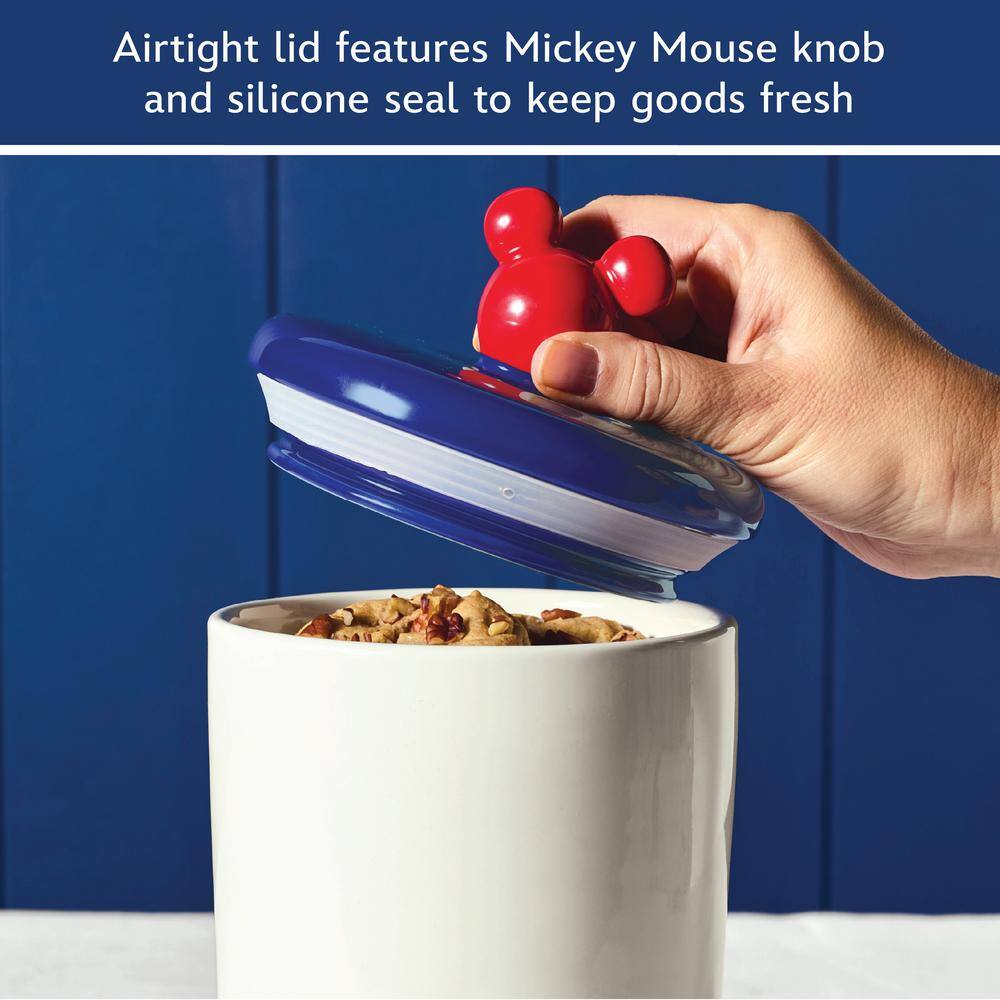 Bon Voyage White Ceramic Food Storage Jar Set with Red and Blue Lids
