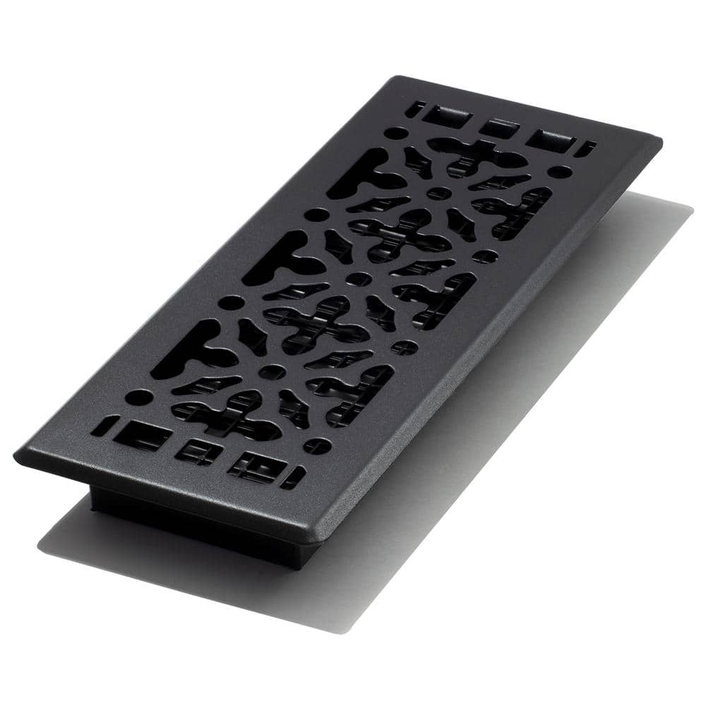 Decor Grates 4" x 12" steel painted textured black finish gothic design floor register
