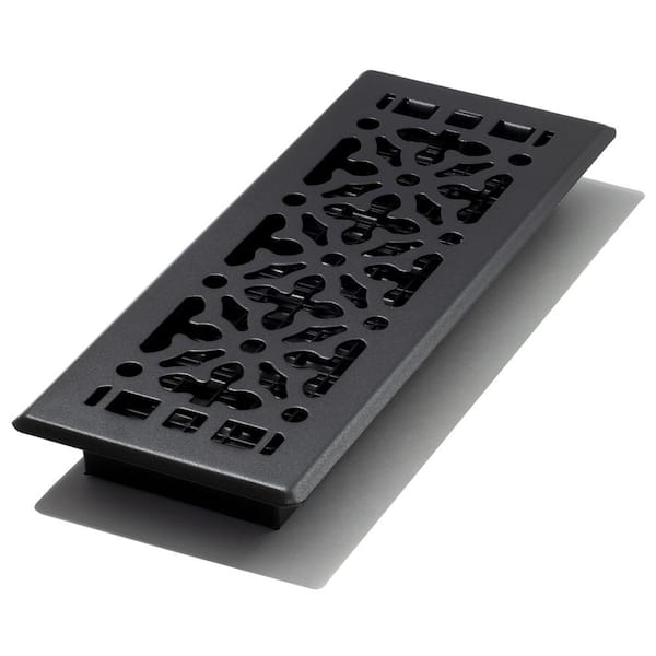 4 in. x 12 in. gothic design black steel floor register