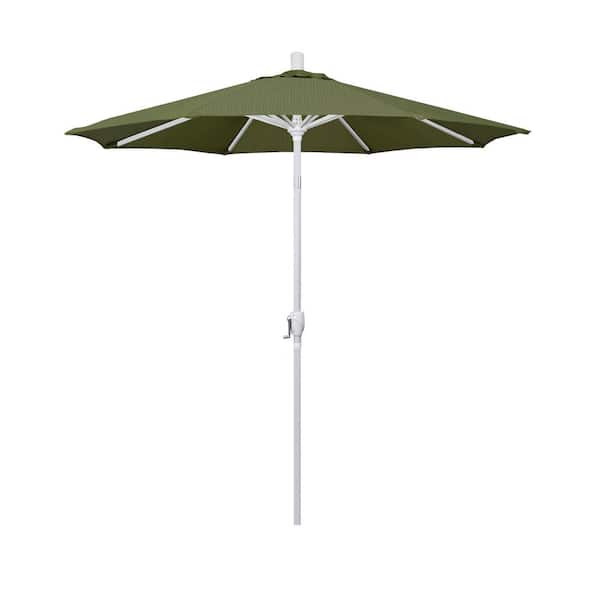 California Umbrella 7.5 ft. Matte White Aluminum Market Push Tilt Patio Umbrella in Terrace Fern Olefin