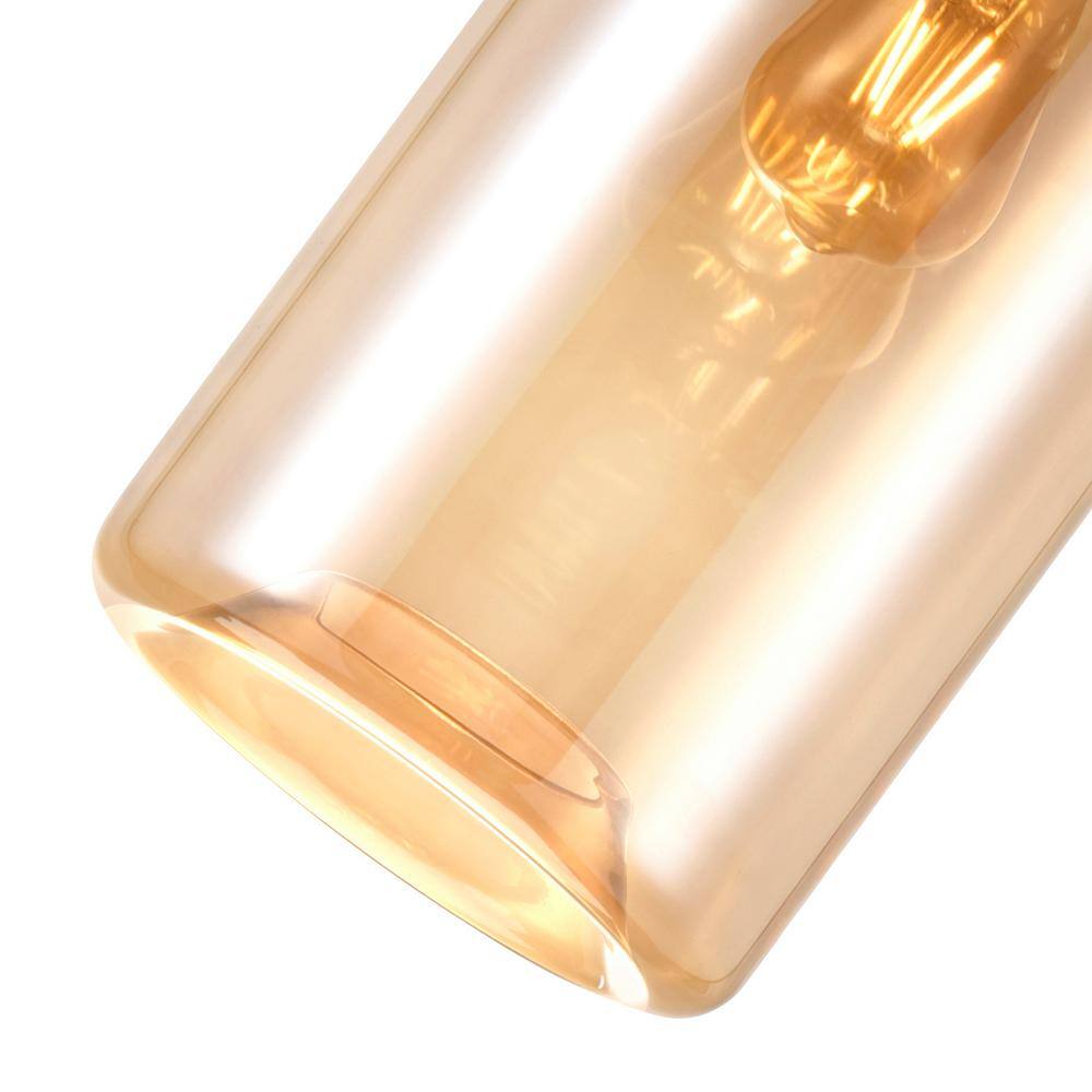 Black and Cognac Glass LED Mini Pendant Light