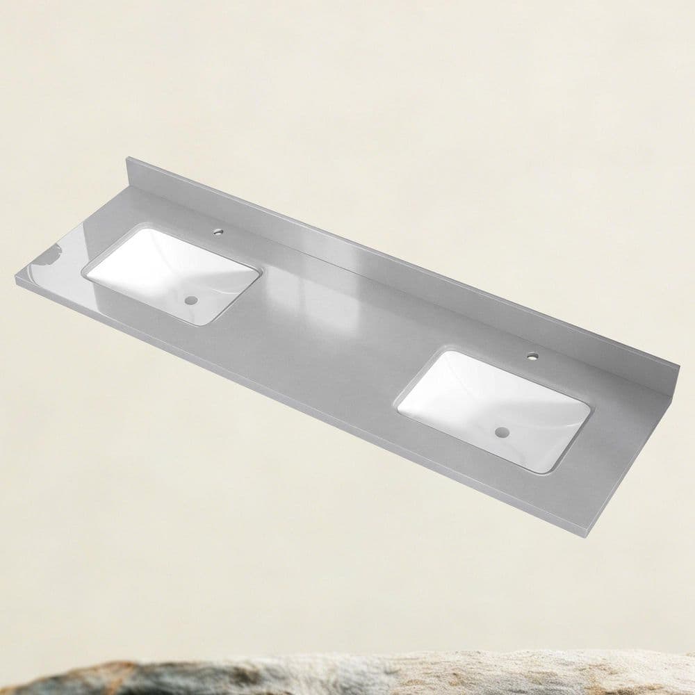 メタルトイズ D2 TOP H メカニカル SS Gray Stone Wash Getpro 72 in. W x 22 in. D Engineered Stone White Rectangular