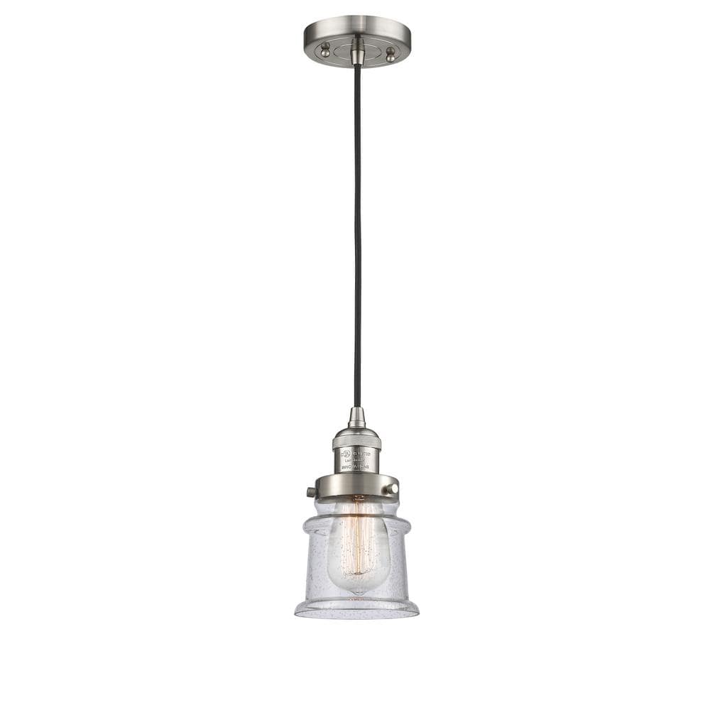 Canton 60-Watt 1 Light Brushed Satin Nickel Shaded Mini Pendant Light with Seeded Glass Shade price history on PriceWatchPro