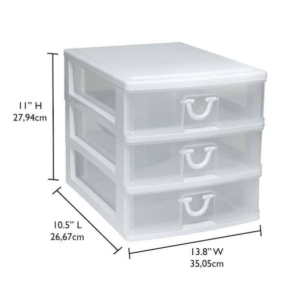GRACIOUS LIVING Clear Mini 3 Drawer Desk and Office Organizer with