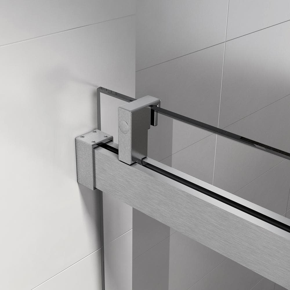 60" x 76" Frameless Sliding Shower Door in Brushed Nickel