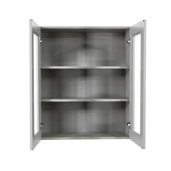 LIFEART CABINETRY Anchester Assembled 24x12x12 in. Wall Mullion Door Cabinet with 2 Doors in Light Gray