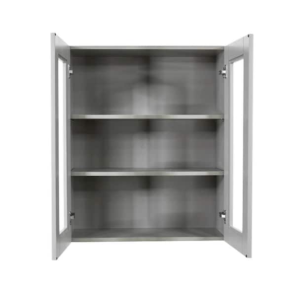 LIFEART CABINETRY Anchester Assembled 12x30x12 in. Wall Mullion Door Cabinet with 1 Door 2 Shelves in Light Gray