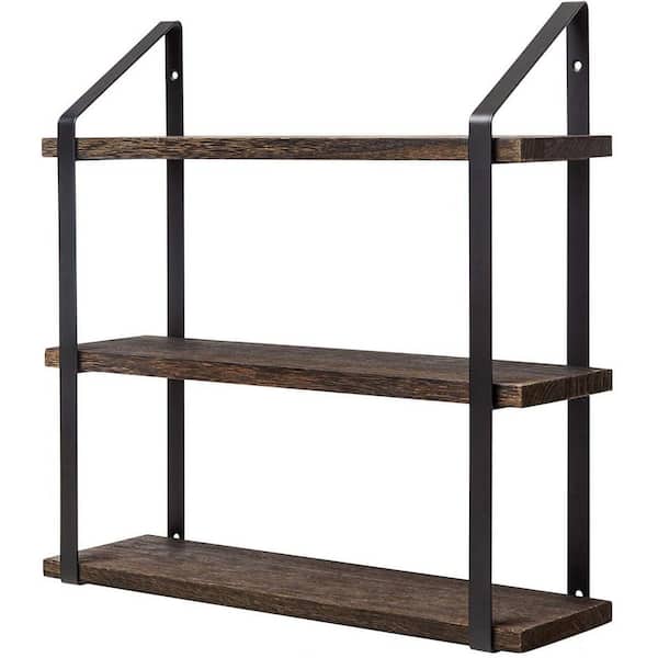 Unbranded 17 in. W x 5 in. D Brown Floating Wall Shelves 3 Tier Hanging Shelf Decorative Wall Shelf