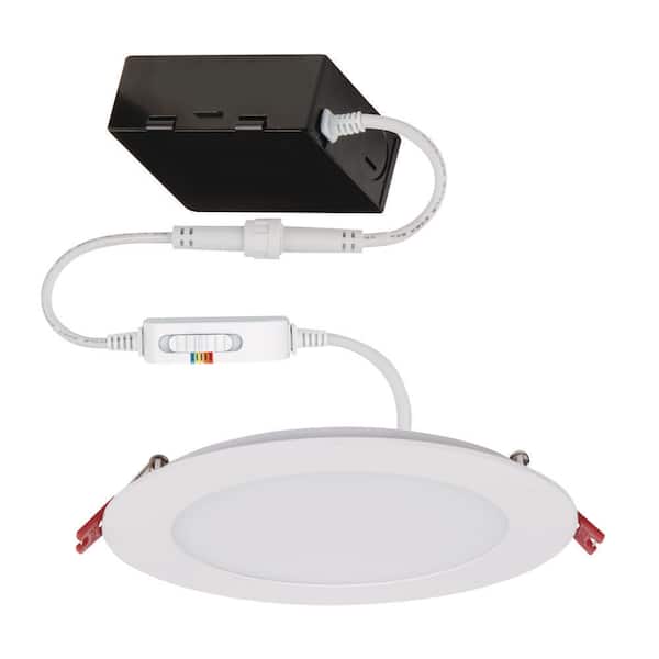 Commercial Electric Ultra Slim 6 in. Adjustable CCT Canless New Construction & Remodel IC Rated Indoor/Outdoor LED Recessed Light Kit