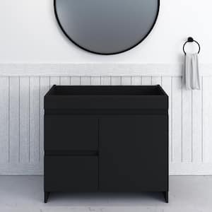 Mace 40 in. W x 18 in. D x 34 in. H Bath Vanity Cabinet without Top in Black with Left-Side Drawers