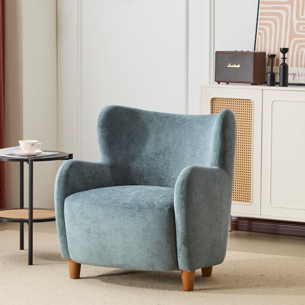 Bacho Modern Indoor Dusty Blue Velvet Upholstered Wingback Accent Chair Arm Chair