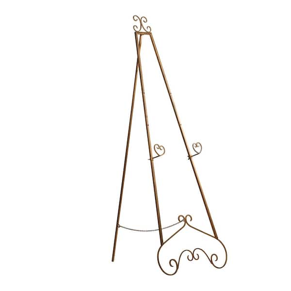 Litton Lane White Metal Large Free Standing Adjustable Display Stand Scroll  Easel with Chain Support 43443 - The Home Depot