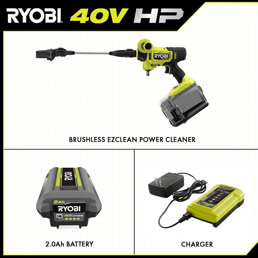 40-Volt HP Brushless EZClean 600 PSI 0.7 GPM Cold Water Power Cleaner with 2.0 Ah Battery and Charger - 2