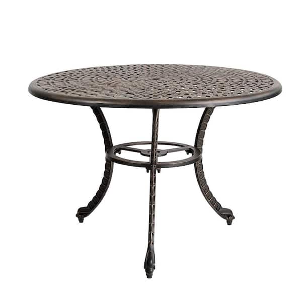 Kinger Home Horden 42 in. Cast Aluminum Outdoor Patio Dining Table with a Lattice Weave Design in Oil Rubbed Bronze