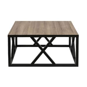 35 in. Black Square Wood Coffee Table