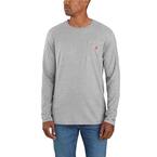 Men's X-Large Heather Gray Cotton/Polyester Force Relaxed Fit Midweight Long Sleeve Pocket T-Shirt