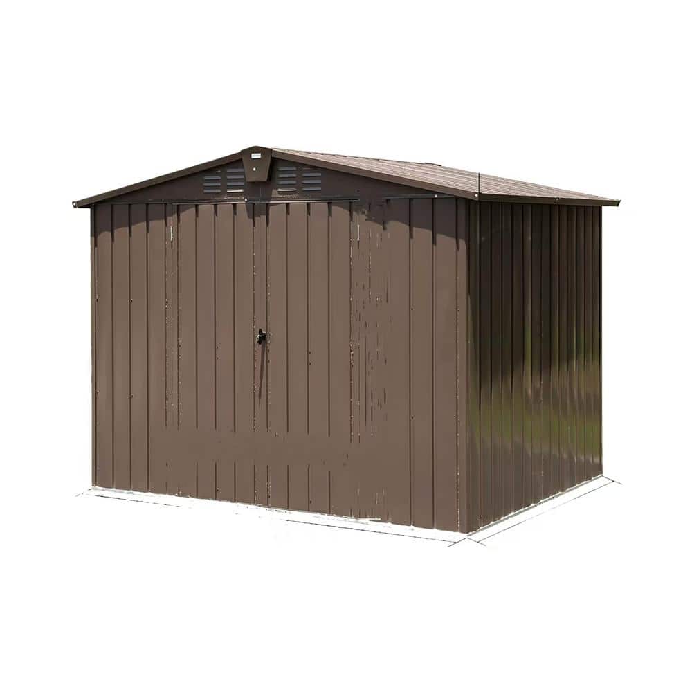 50.84 sq. ft. Brown 8 ft. W x 6.2 ft. D Outdoor Metal Steel Utility Tool Sh