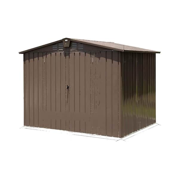 50.84 sq. ft. Brown 8 ft. W x 6.2 ft. D Outdoor Metal Steel Utility Tool Shed Storage