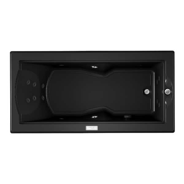 JACUZZI FUZION 70.7 in. x 35.4 in. Rectangular Whirlpool Bathtub with Right Drain in Black