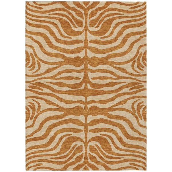 Chantille Machine Washable Indoor/Outdoor Abstract ACN1042 Paprika 8 ft. x 10 ft. Area Rug