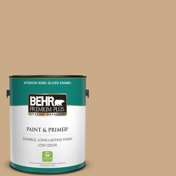 BEHR PREMIUM PLUS 1 gal. #ICC-61 Toasted Grain Semi-Gloss Enamel Low Odor Interior Paint & Primer