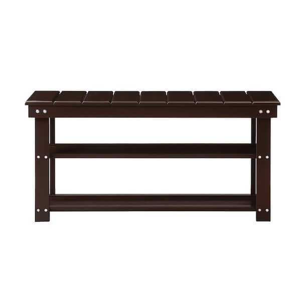Convenience Concepts Oxford Espresso Bench with Shelves 17 in. H x 35.5 in. W x 12 in. D