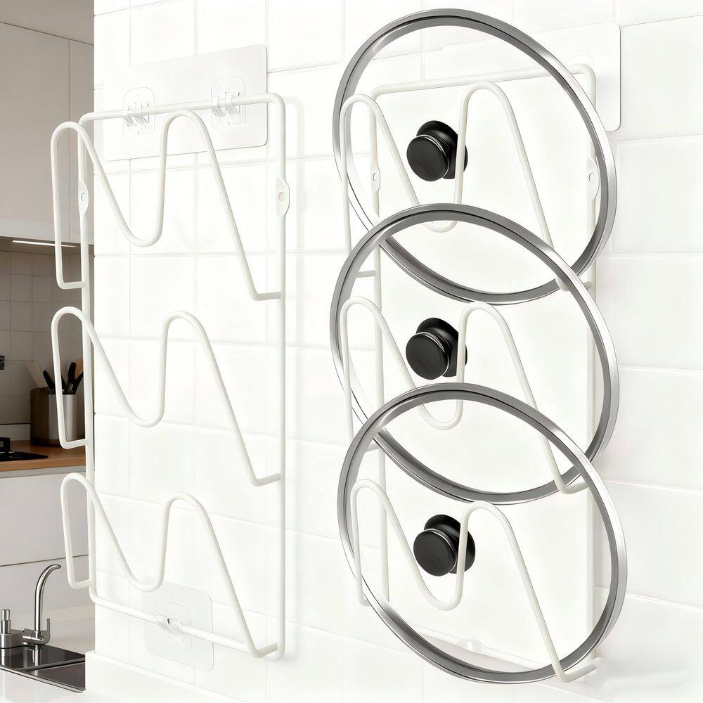 2-Piece White Pot Lid Organizer for Cabinet, 6-Tier No Drilling Wall Mounted Pot Rack for Kitchen Organization price history on PriceWatchPro