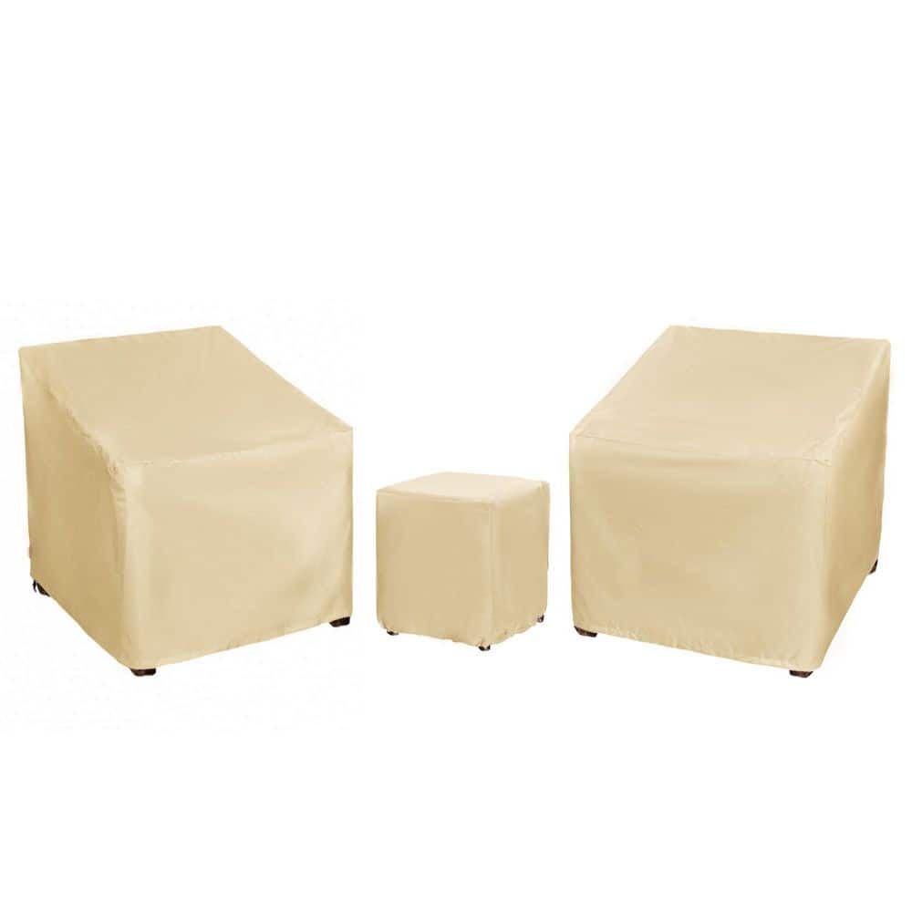Patio Furniture Set Covers for 3 Piece Outdoor Bistro, Patio Sofa Covers Set for 2 Chairs and Coffee Table, Beige