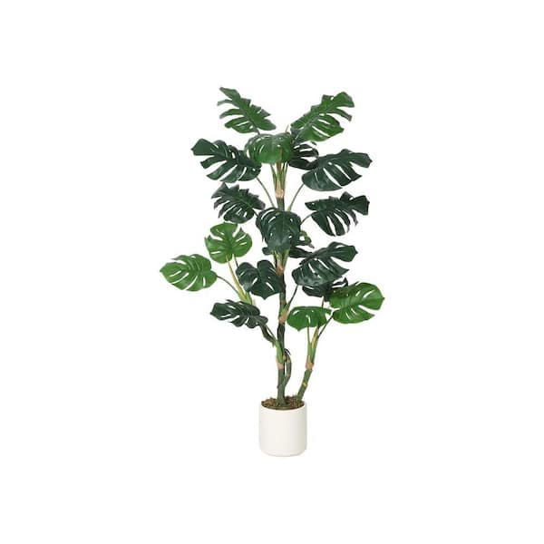 MOVECOM 4FT Realistic Artificial Monstera Deliciosa Plant in Pot - UV Resistant Bendable Stems for Home,Office