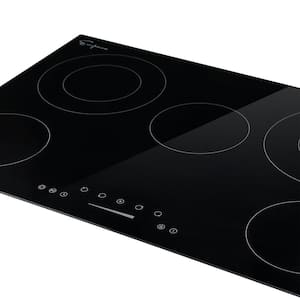 30 in. 240-Volt Radiant Electric Cooktop in Black with 5 Elements Including Dual Element and Warm Zone