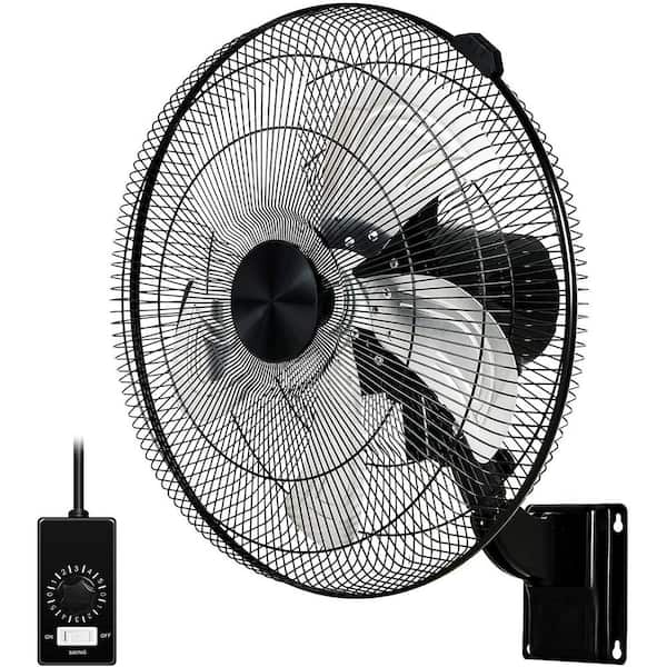 18 in. 5-Speed High Velocity Commercial Black Indoor/Outdoor Wall Mount Fan, 4650 CFM, 90° Oscillating, Rust Resistant