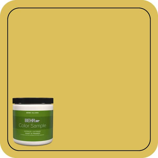 BEHR PREMIUM PLUS 8 oz. #P320-6 Sulfur Yellow Semi-Gloss Interior/Exterior Paint & Primer Color Sample