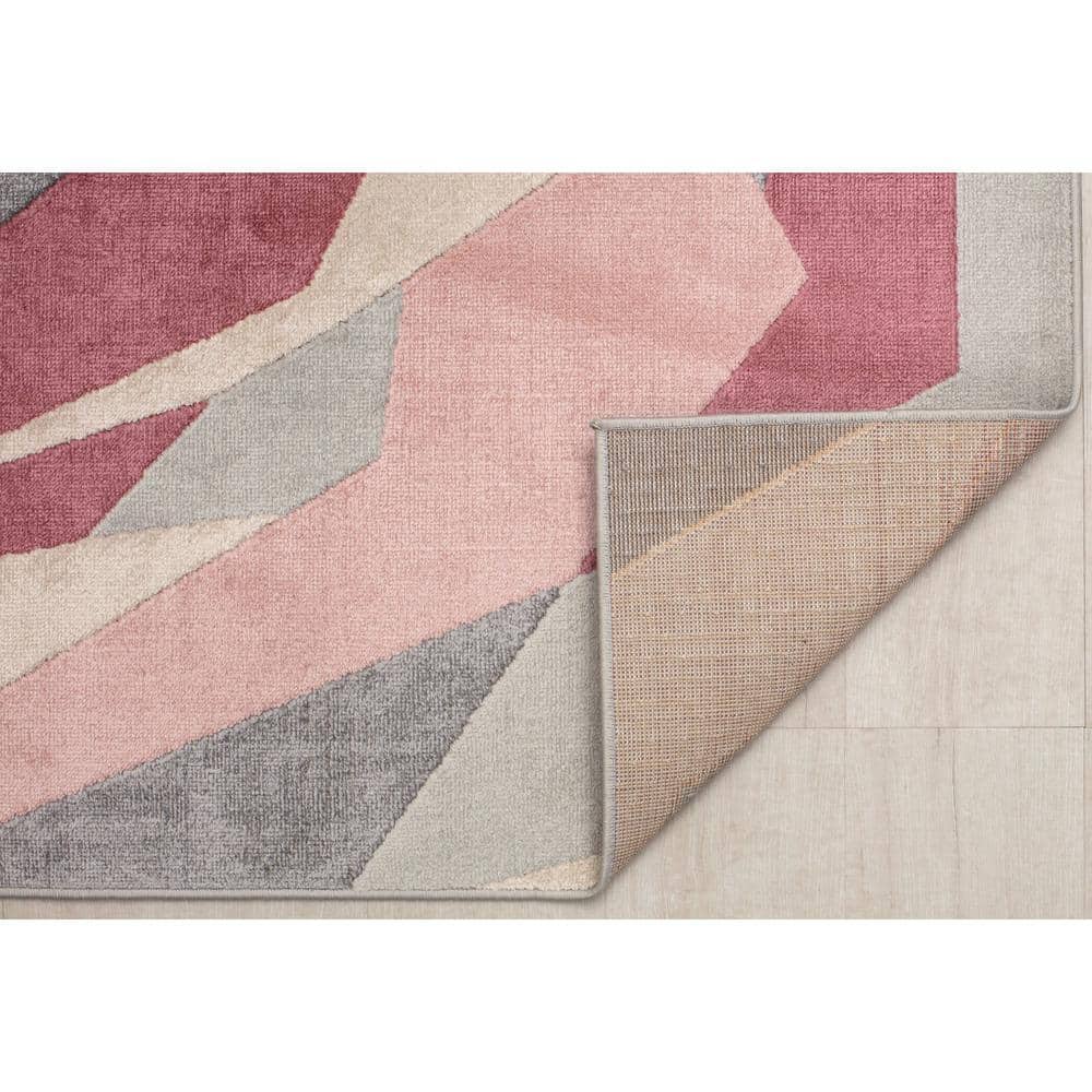 Elizabeth Sutton Black and Pink Floral Synthetic 8' x 10' Area Rug