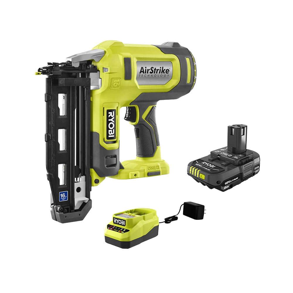 ONE+ 18V Cordless 16-Gauge Cordless Straight Finish Nailer and 2.0 Ah Compact Battery Starter Kit -  RYOBI, P326-PSK005