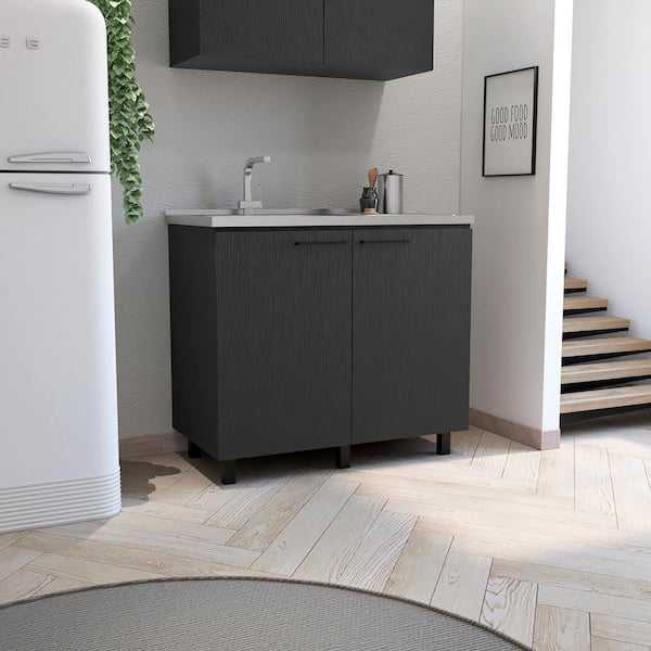 Adrinfly Freestanding Utility Laundry Sink & Cabinet in Beige